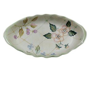 Tracey Porter -Posey Party - Hand Painted Oval Floral Serving Dish